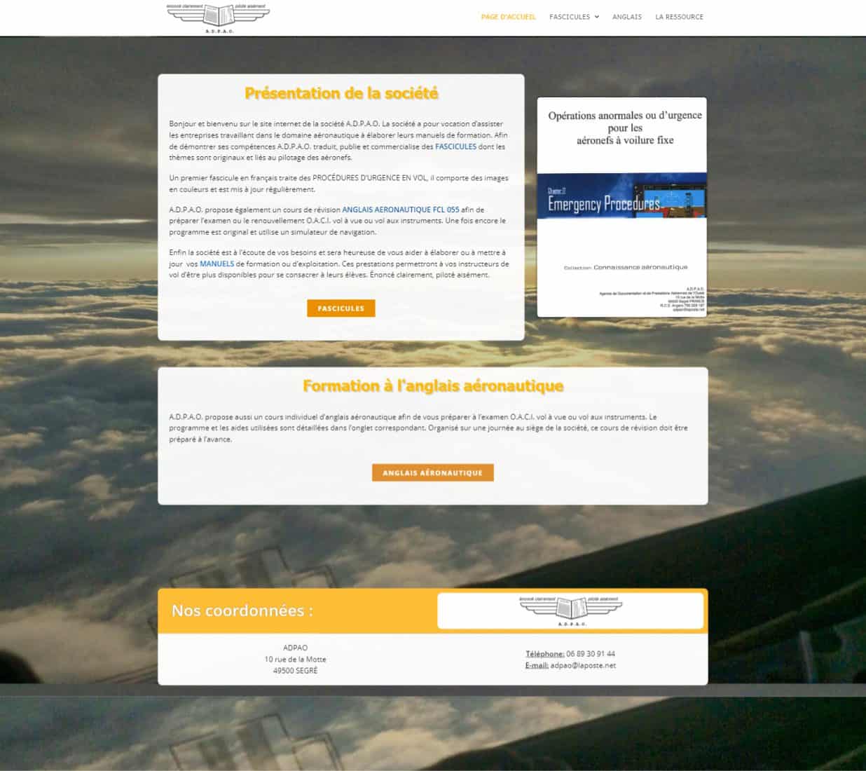 Site internet mode desktop du site adpao